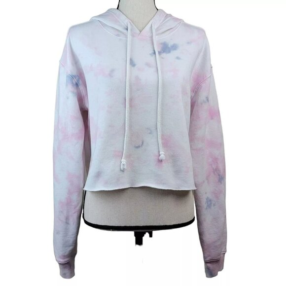 Wild Fable‎ Tie Dye Hoodie Juniors Sz S Pink Blue Cropped Fleece Pullover Casual - Picture 1 of 6